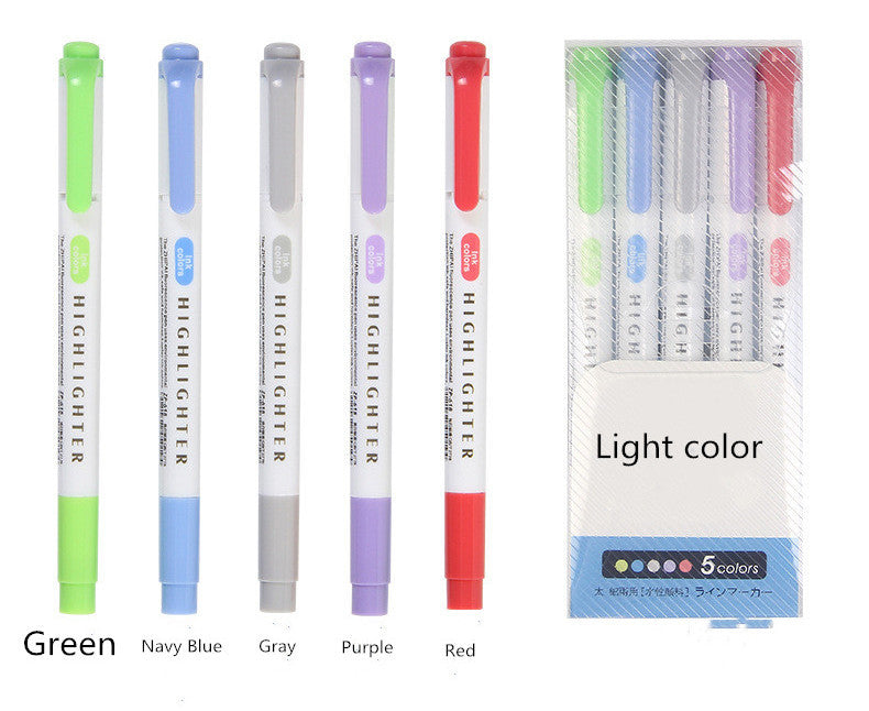 25 Colors Double-Head Highlighter Pens with Mildliner Color