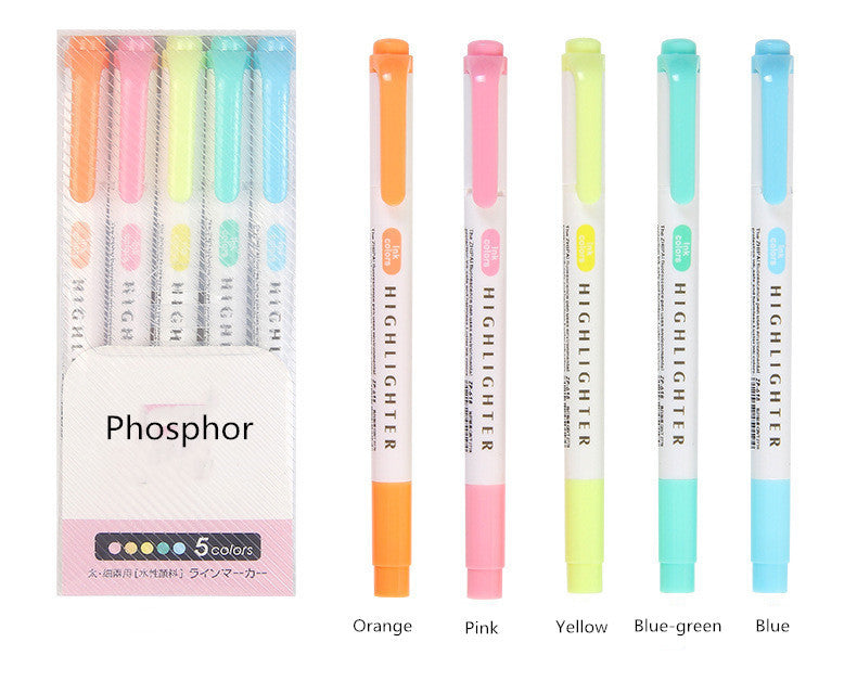 25 Colors Double-Head Highlighter Pens with Mildliner Color