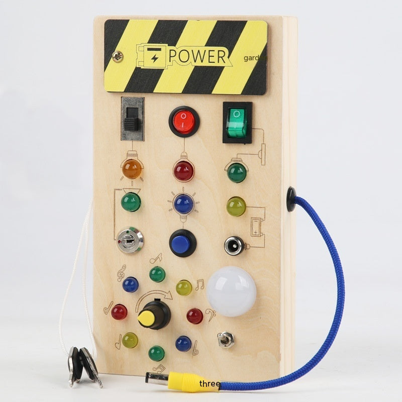 Children's Wooden Busy Board Switch Lights Circuit Board